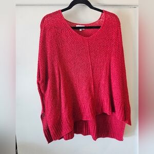 ADORA Red Crew Neck Sweater with Subtle Texture